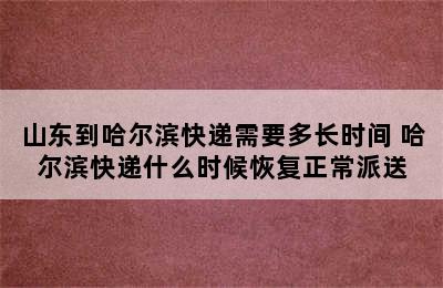 山东到哈尔滨快递需要多长时间 哈尔滨快递什么时候恢复正常派送